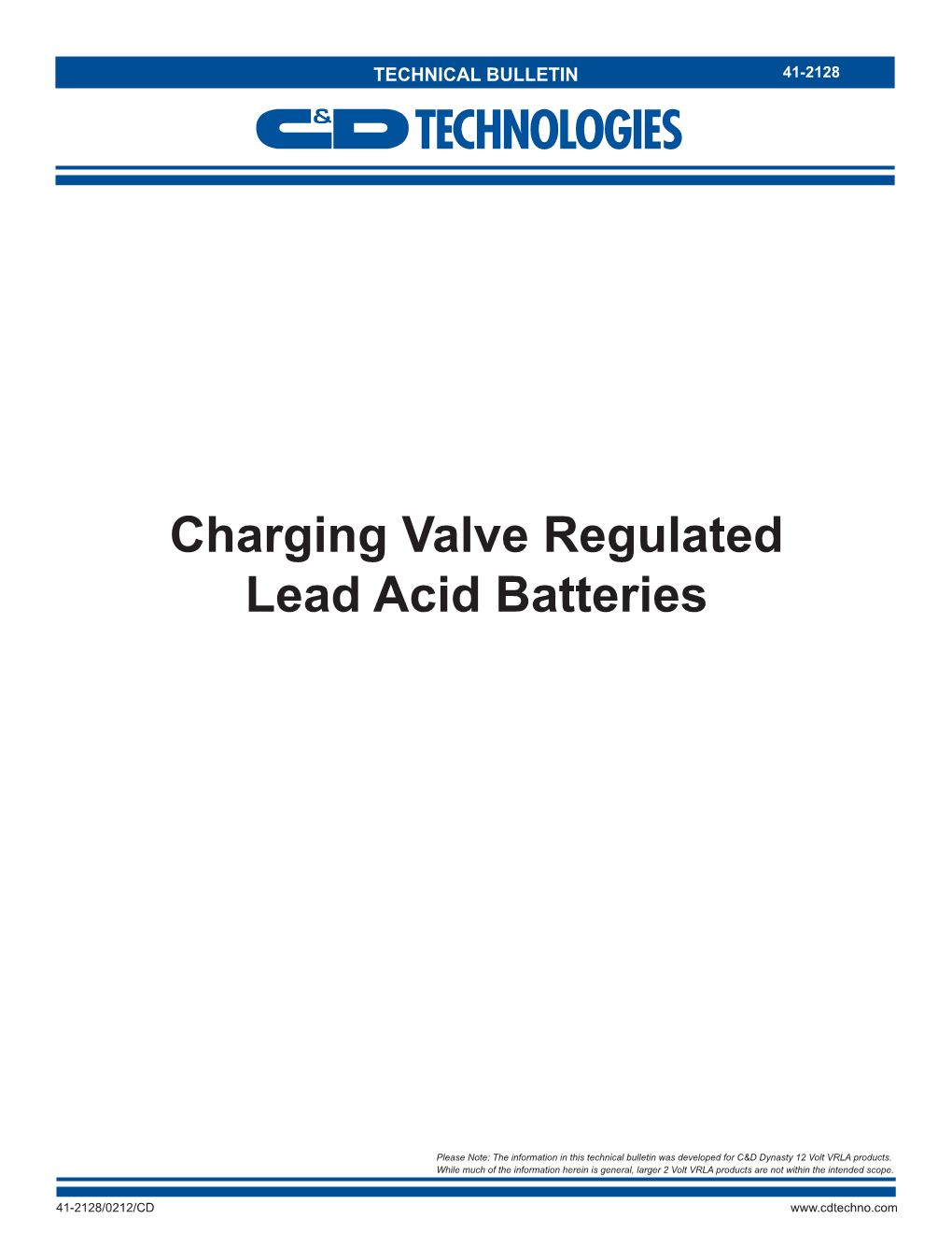 Charging Valve Regulated Lead Acid Batteries