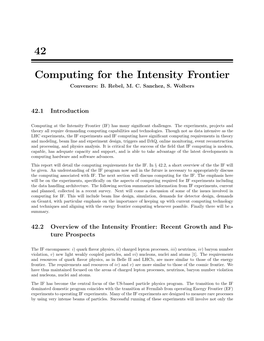 Computing for the Intensity Frontier Conveners: B