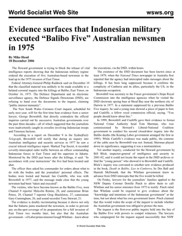Evidence Surfaces That Indonesian Military Executed “Balibo Five” Australian Newsmen in 1975