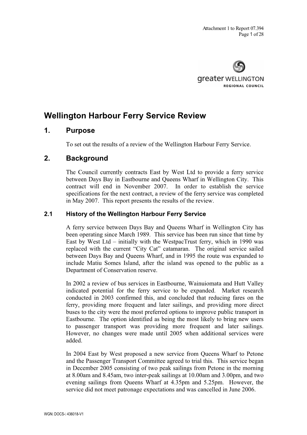 Wellington Harbour Ferry Service Review 1