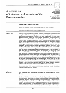 A Tectonic Test of Instantaneous Kinematics of the Easter Microplate
