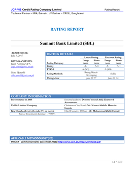 Summit Bank Limited (SBL)