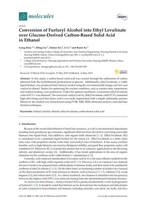 Conversion of Furfuryl Alcohol Into Ethyl Levulinate Over Glucose-Derived Carbon-Based Solid Acid in Ethanol
