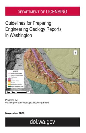 Guidelines for Preparing Engineering Geology Reports in Washington