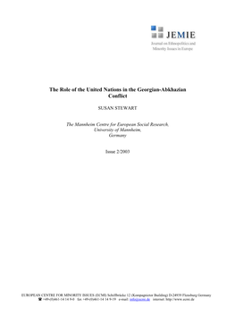 The Role of the United Nations in the Georgian-Abkhazian Conflict