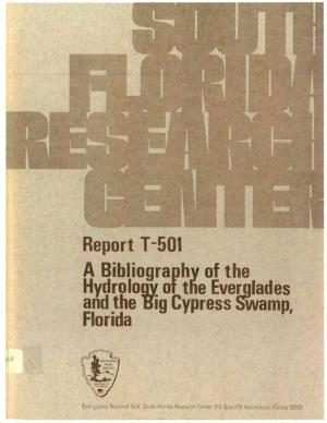 A Bibliography of the Hydrology of the Everglades and the Big Cypress Swamp, Florida