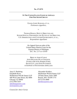 Brief of Amici Curiae Anne Richard, Ryan Crocker, Patricia Butenis, Robert Ford, David Litt, and Anne Patterson in Support of Petitioners-Appellees ______