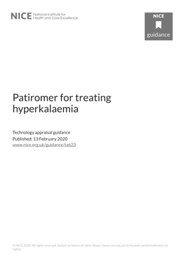 Patiromer for Treating Hyperkalaemia