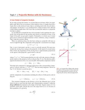 Topic 1 | Projectile Motion with Air Resistance