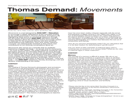 Thomas Demand: Movements