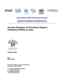 Country Situation on Persistent Organic Pollutants (Pops) in India