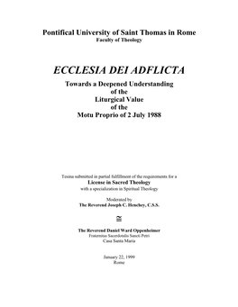 Towards a Deepened Understanding of the Liturgical Value of the Motu Proprio of 2 July 1988