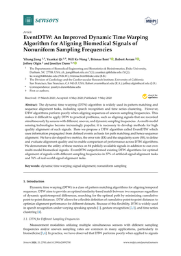 Eventdtw: an Improved Dynamic Time Warping Algorithm for Aligning Biomedical Signals of Nonuniform Sampling Frequencies