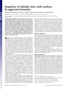 Regulation of Inducible Nitric Oxide Synthase by Aggresome Formation