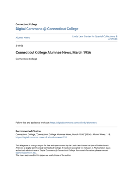 Connecticut College Alumnae News, March 1956