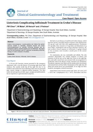 Listeriosis Complicating Infliximab Treatment in Crohn's Disease