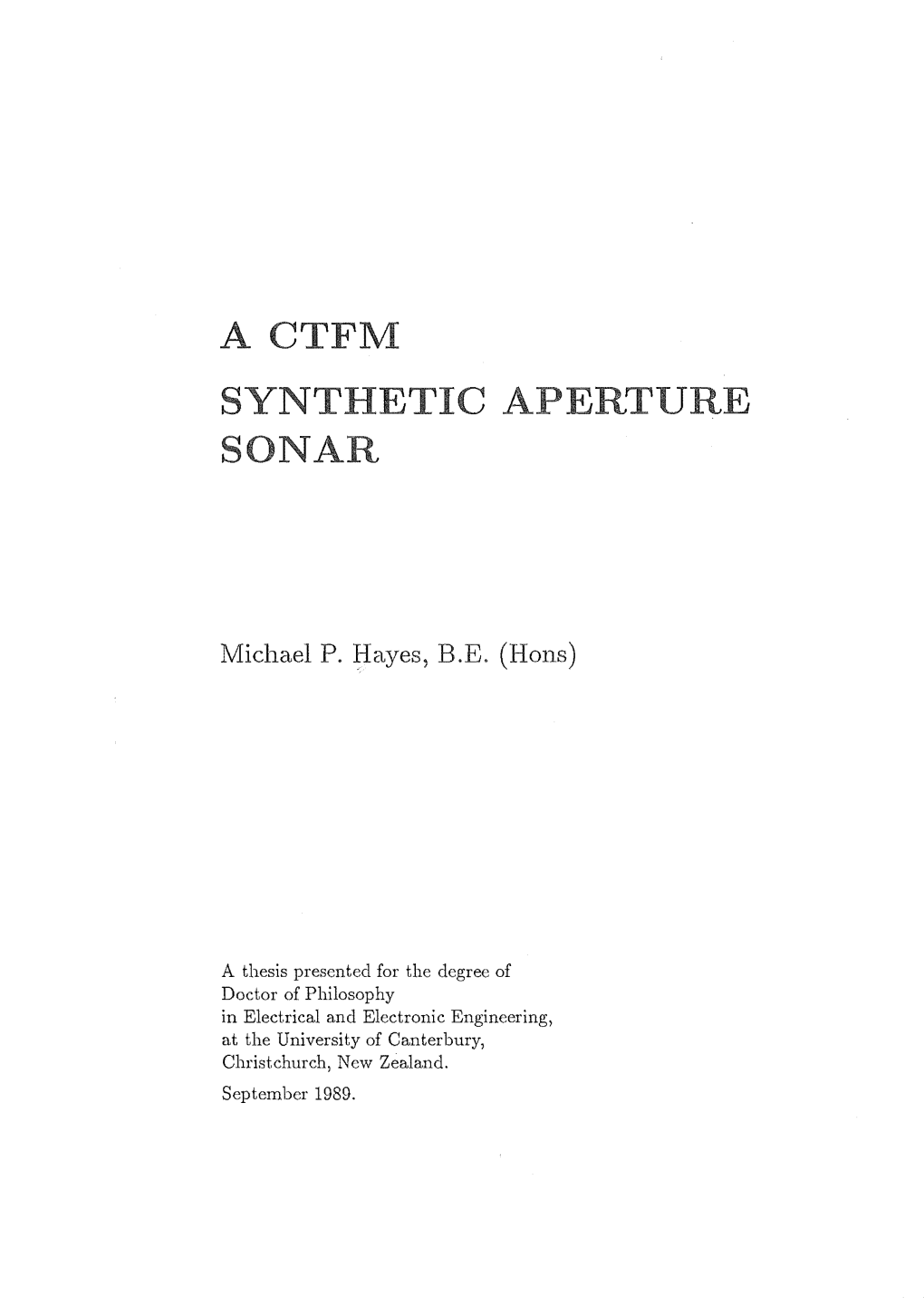 A CTFM Synthetic Aperture Sonar 101 6.1.1 Projector Radiation Pattern 101 6.1.2 Hydrophone Response 103 X