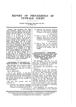 Report of Proceedings of Tynwald Court