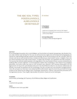 THE ABC SOIL TYPES: a Review PODZOLUVISOLS, ALBELUVISOLS OR RETISOLS? S