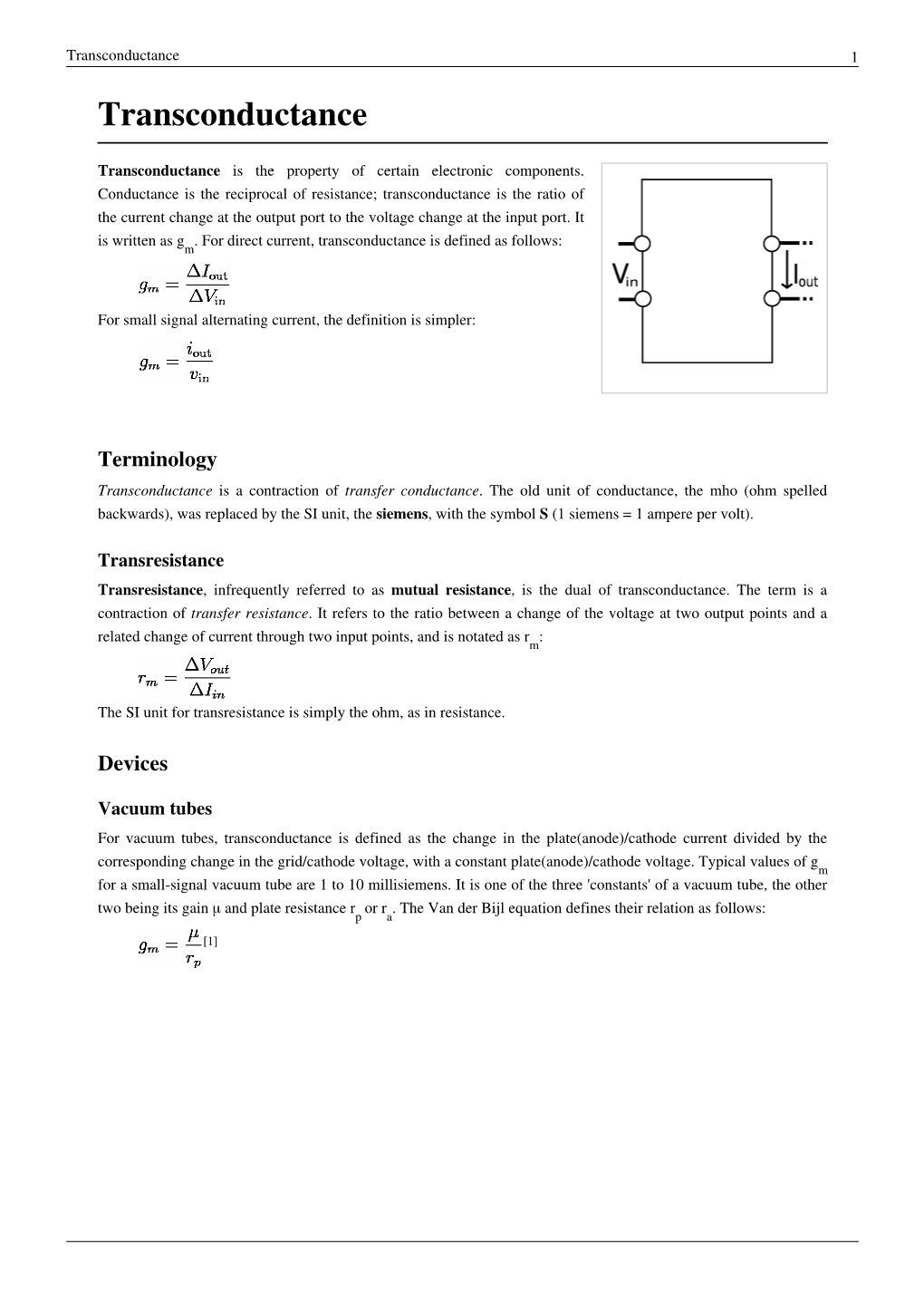 Transconductance 1 Transconductance