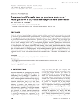 Comparative Lifecycle Energy Payback Analysis of Multijunction Asige And