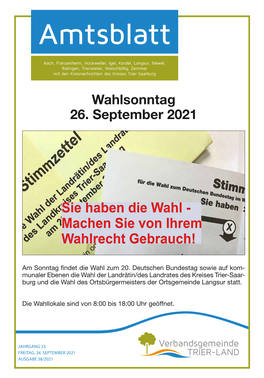 Trier-Saar- Burg Und Die Wahl Des Ortsbürgermeisters Der Ortsgemeinde Langsur Statt