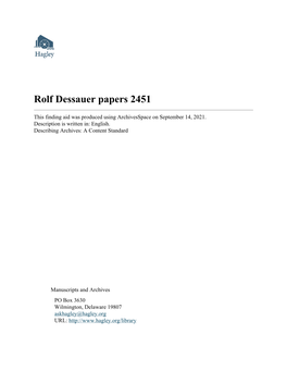 Rolf Dessauer Papers 2451