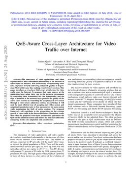 Qoe-Aware Cross-Layer Architecture for Video Traffic Over Internet