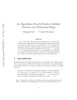 An Algorithmic Proof of Suslin's Stability Theorem Over Polynomial