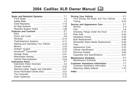 2004 Cadillac XLR Owner Manual M