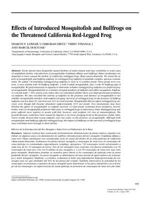 Effects of Introduced Mosquitofish and Bullfrogs on the Threatened California Red-Legged Frog