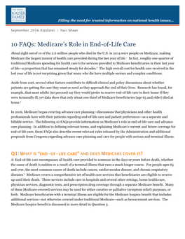 10 Faqs: Medicare's Role in End-Of-Life Care 2