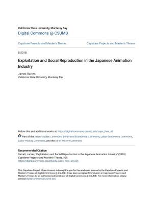 Exploitation and Social Reproduction in the Japanese Animation Industry