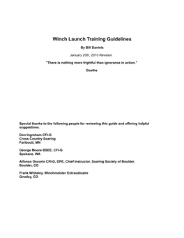 Winch Launch Training Guidelines