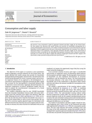 Journal of Econometrics Consumption and Labor Supply