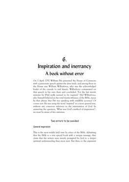 6. Inspiration and Inerrancy a Book Without Error