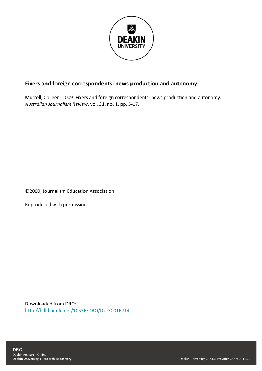 Fixers and Foreign Correspondents: News Production and Autonomy