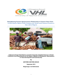 Strengthening Farmers-Agroprocessor Relationship in Cassava Value Chain a Case Study of Matna Foods Company and ‘Small-Scale Cassava Farmers in Owo LGA of Nigeria