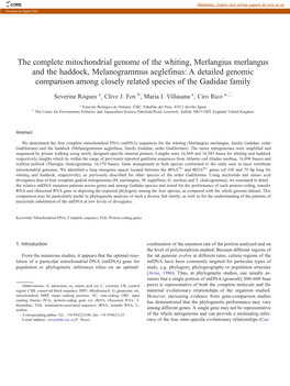 The Complete Mitochondrial Genome of the Whiting, Merlangius