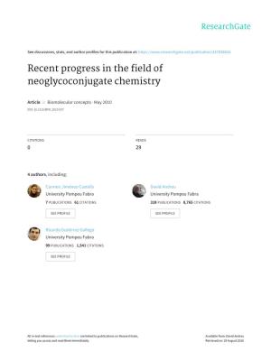 Recent Progress in the Field of Neoglycoconjugate Chemistry