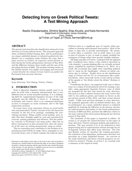 Detecting Irony on Greek Political Tweets: a Text Mining Approach