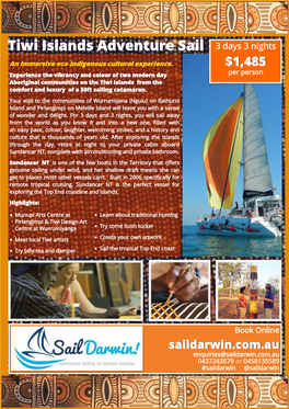 Tiwi Islands Adventure Sail 3 Days 3 Nights