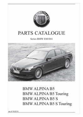 PARTS CATALOGUE Series BMW E60/E61