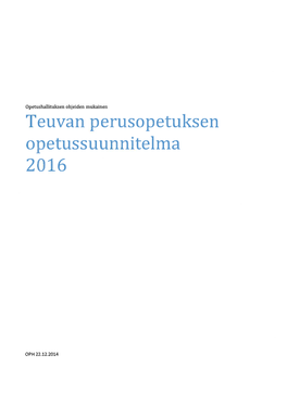 Euvan Perusopetuksen Opetussuunnitelma 2016