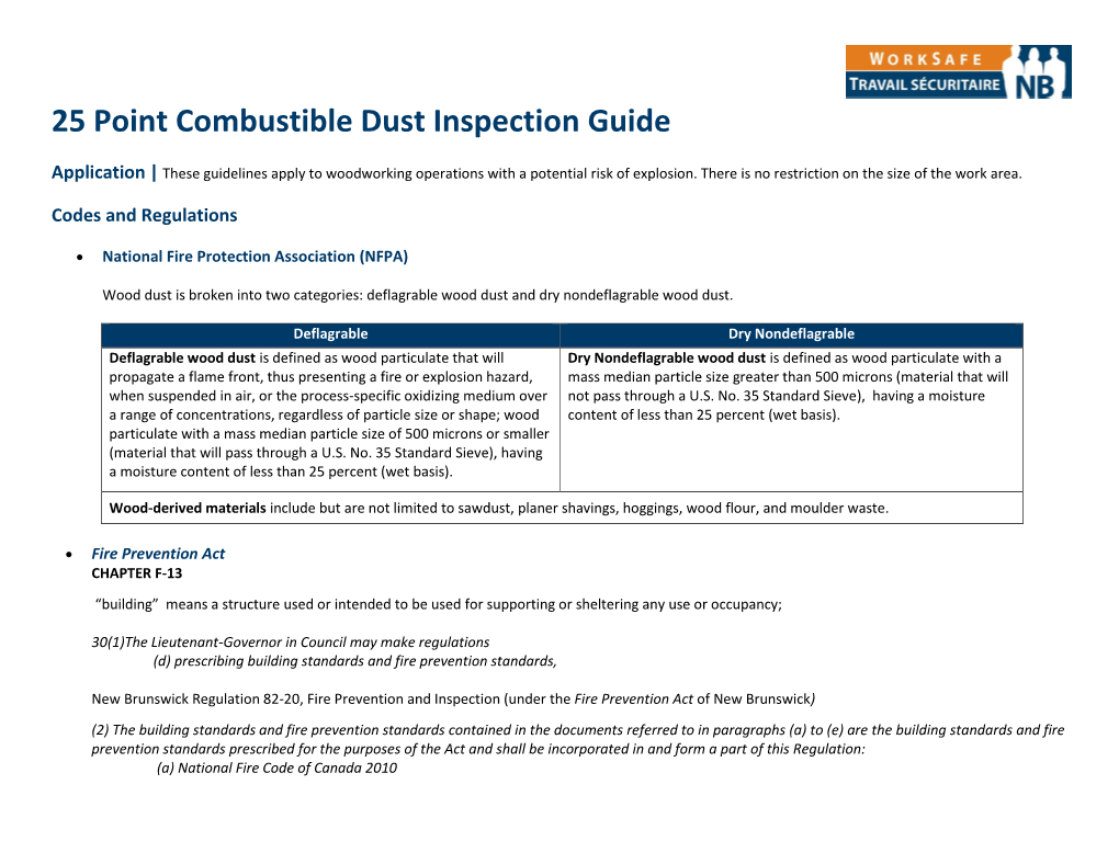 25 Point Combustible Dust Inspection Guide
