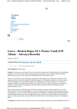 Broken Hopes of a Waster Youth (CD Album – Advoxya Records) - Revie