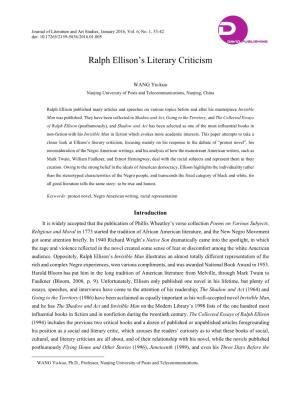 Ralph Ellison's Literary Criticism