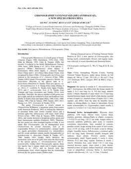 Chionographis Nanlingensis (Melanthiaceae), a New Species from China