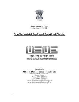 Brief Industrial Profile of Palakkad District