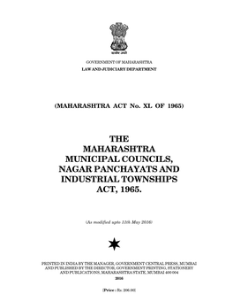 The Maharashtra Municipal Councils, Nagar Panchayats and Industrial Townships Act, 1965